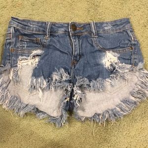 Destructed jean shorts